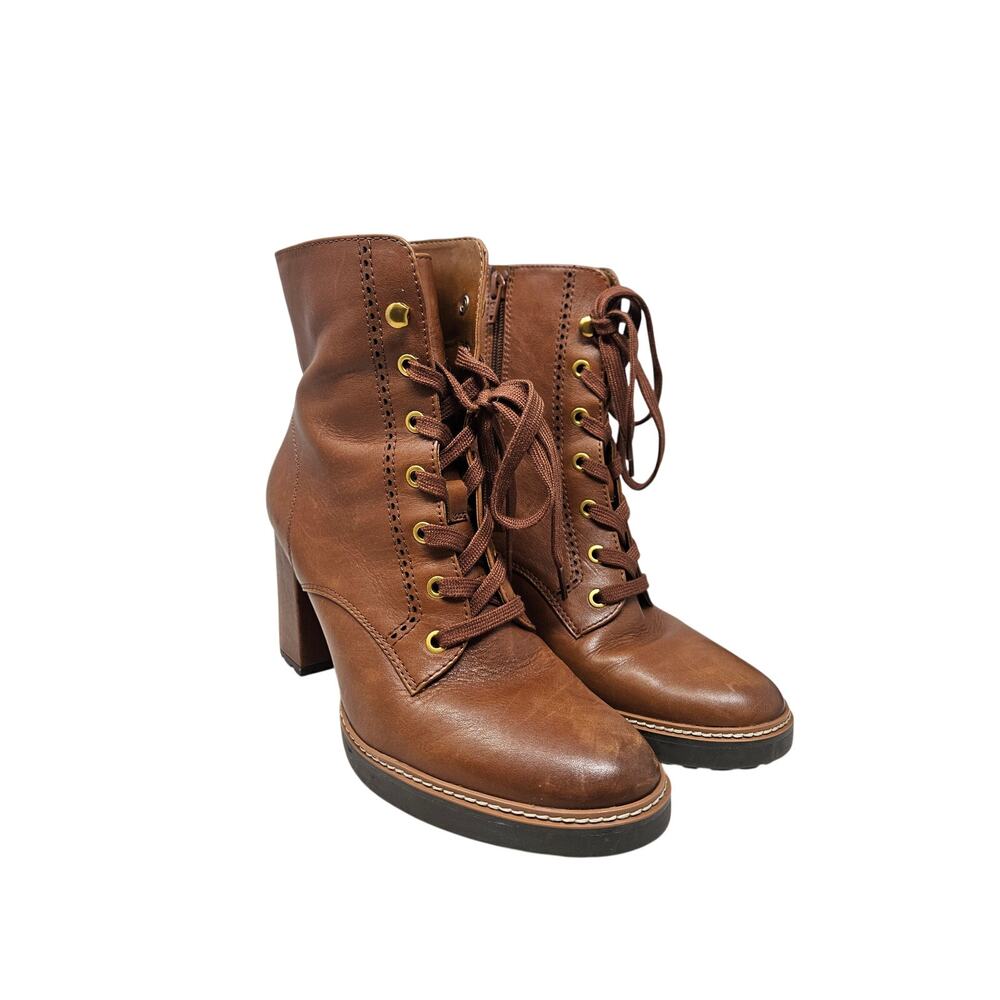 Naturalizer 9.5 Callie Brown Leather Lace Up Ankle Boot Casual Comfort Boho - Picture 2 of 7
